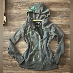 Wonder Nation Women's Gray Hooded Zip-Up Jacket with Contrast Stitching